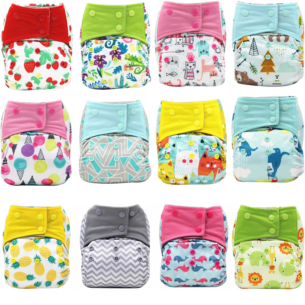 

1PC Reusable Cloth Diaper Adjustable Baby Cartoon Printed Nappies Washable Nappy Newborn Cloth Diaper Training Pants Fit 0-3Y