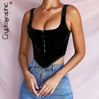 Cryptographicчерные кроп-топы без рукавов с крючками, модные сексуальные вечерние топы на молнии с открытой спиной, майка, нижнее белье, милые топы-бюстье