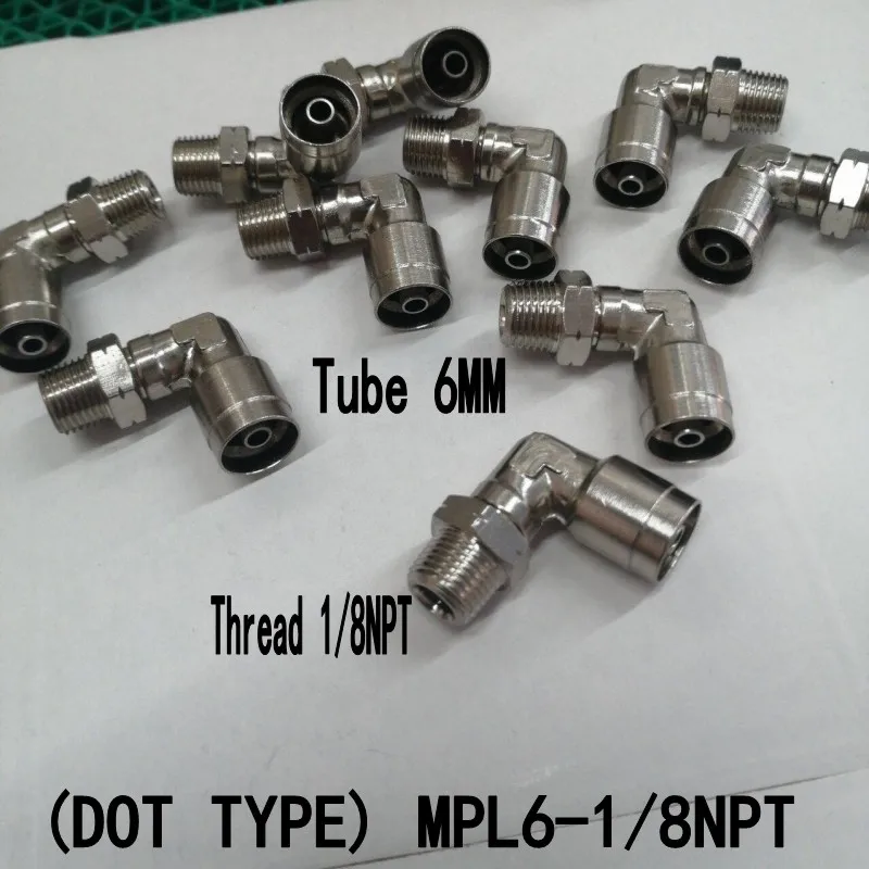 (Точечный тип) MPL06MM NPT1/8 90 градусов поворотный мужской локоть Brasspush в фитингах одно