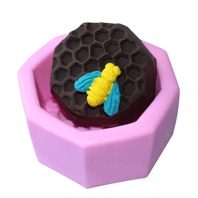 

Cake Chocolate Candle Soap Bake Icing Sugarcraft DIY Pink Bee Wax Silicone Honeycomb Bees Fondant Mould