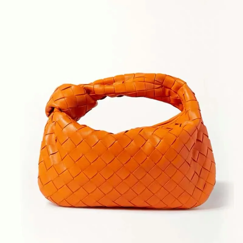 

Fashion Woven Ruffled Dumpling Bag Lady Soft Leather Hand-held Leather Underarm Bag Personality Croissant Cloud Knotted Hand Bag