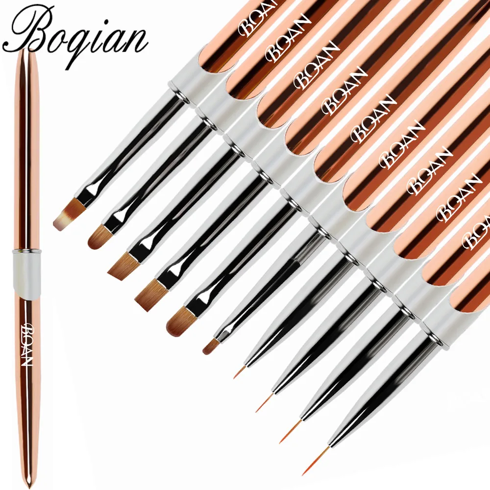 BQAN Rose Gold Handle UV Gel Nail Brush Liner Painting Pen Acrylic Drawing for Nails Art Tool | Красота и здоровье