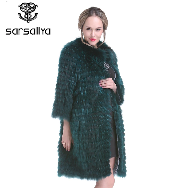 Sarsallya новые зимние Для женщин Настоящее Silver Fox Мех Пальто и пуховики модные