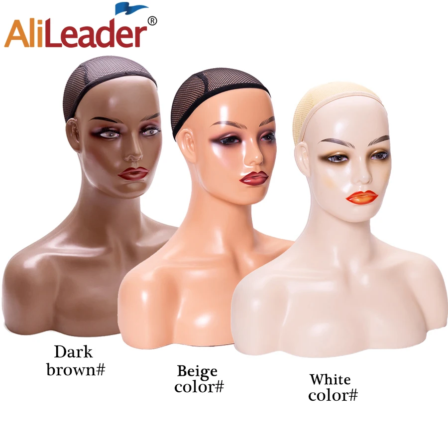 

Alileader Dark Brown Mannequin Head With Shoulders Manikins Mannequin Head Model Female Human Manikins Head Model With Shoulders