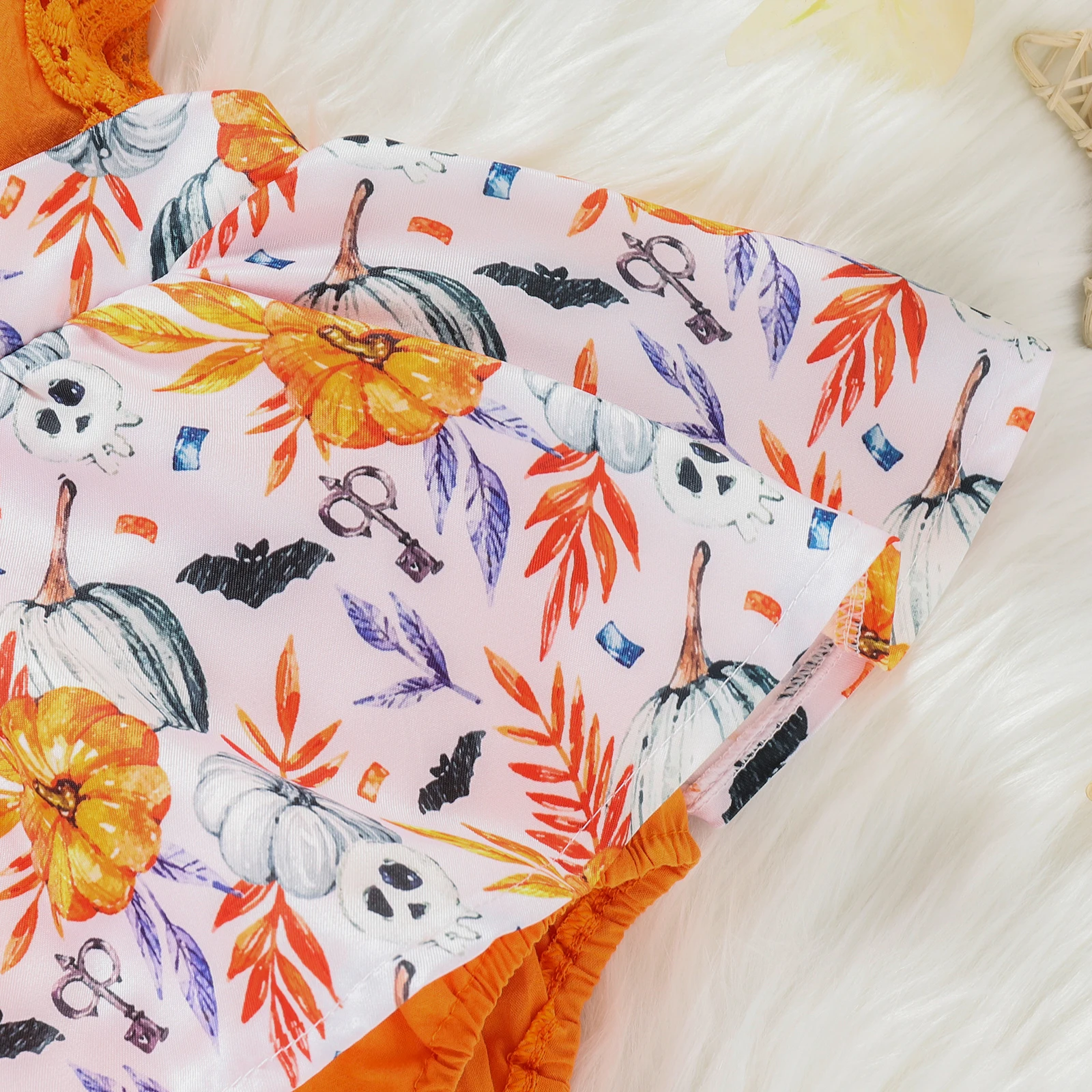 

Summer Baby Girls Romper+Headband Cotton Linen Ruffles Sleeveless Pumpkin Printed Hem Jumpsuits Infant Rompers Newborn Clothes