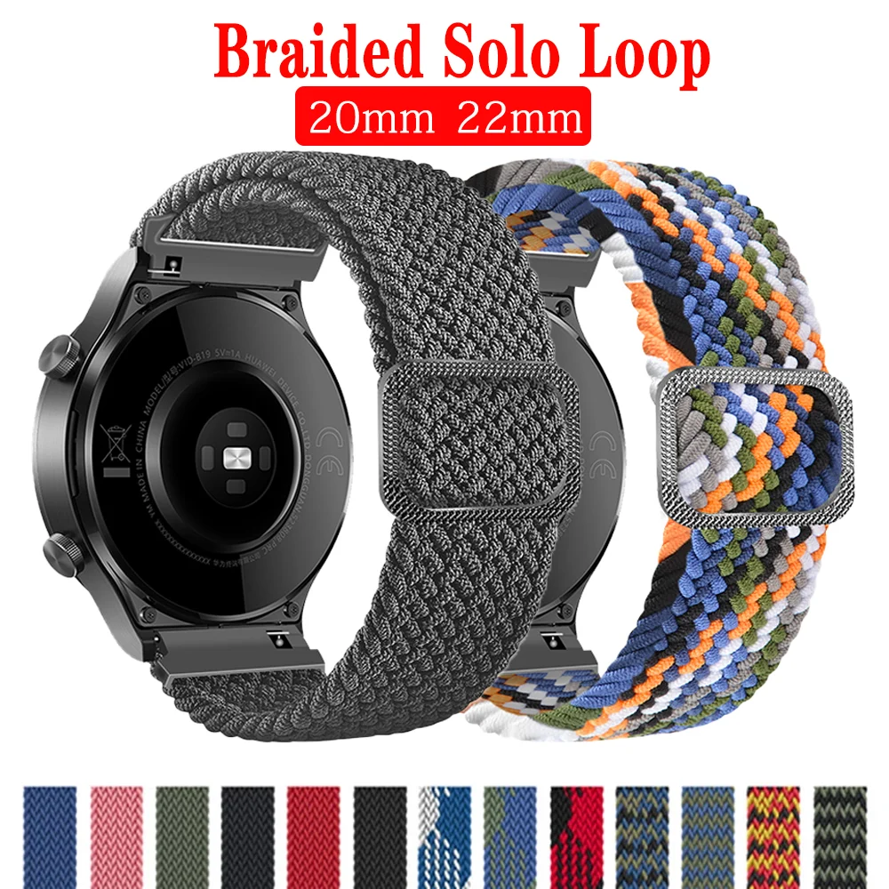 

Braided Solo Loop Band for Samsung Galaxy 3 45mm 41mm Gear S3 frontier/active 2/amazfit Adjustable Huawei watch GT/2e/Pro strap
