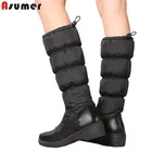 Женские теплые сапоги на толстом меху ASUMER, удобные зимние сапоги до середины икры, Размеры 35-44, зима 2020