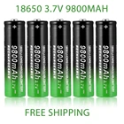 Литий-ионный аккумулятор для фонарика, 9800 мАч, 3,7 в, 18650 + бесплатная доставка