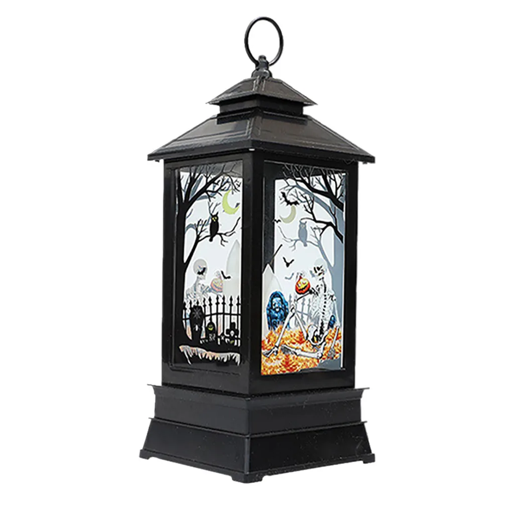Хэллоуин прозрачный штормовой фонарь ночной Декор Свеча лампа светодиодная Бар