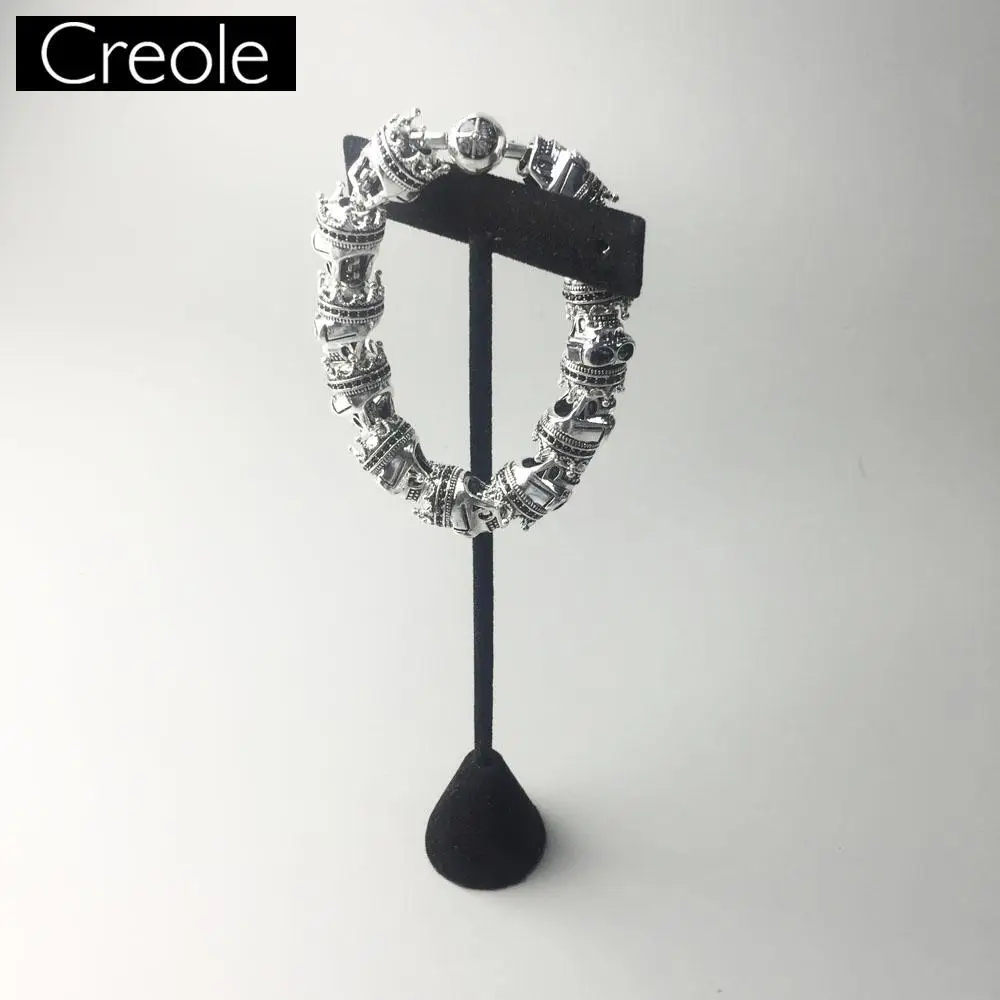 Браслет с бусинами в виде короля черепа модные Неоготические браслеты из