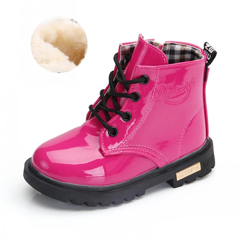 

Warm Winter Boots Girls Leather Boots Boys Shoes Spring Autumn PU Leather Children Boots Fashion Toddler Kids Boots