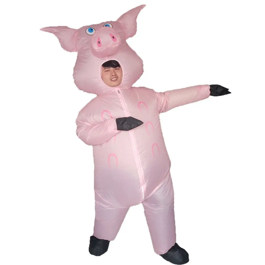 Розовый поросенок надувной костюм свиньи для взрослых животных Хэллоуин Кар...