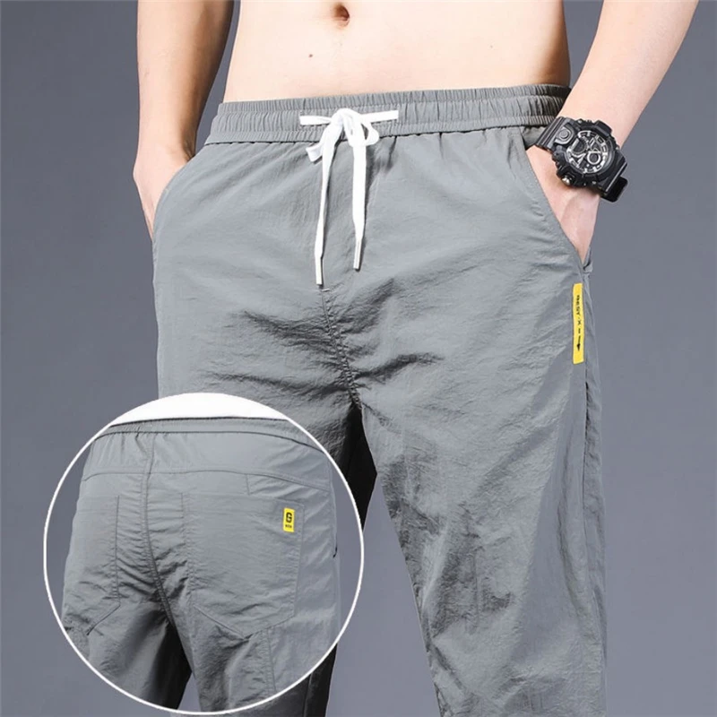 

New 2021 Men Summer Beach Pants Outdoor Leisure Trousers Elastic Waist Comfort Light Weight Pants Plus Size Fashion
