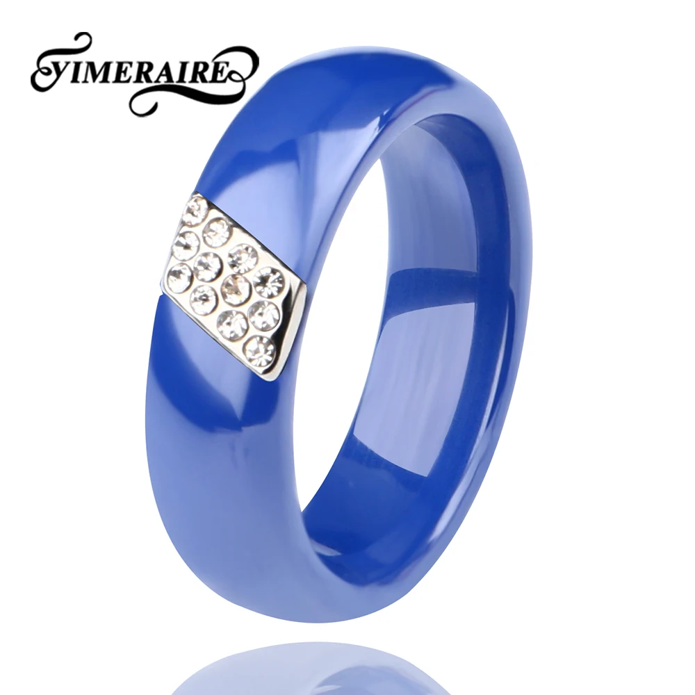Новое модное голубое розовое желтое керамическое кольцо для женщин с блестящим