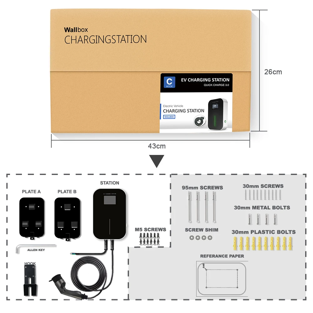 1-фазное зарядное устройство для электромобилей MOREC 32A зарядная станция