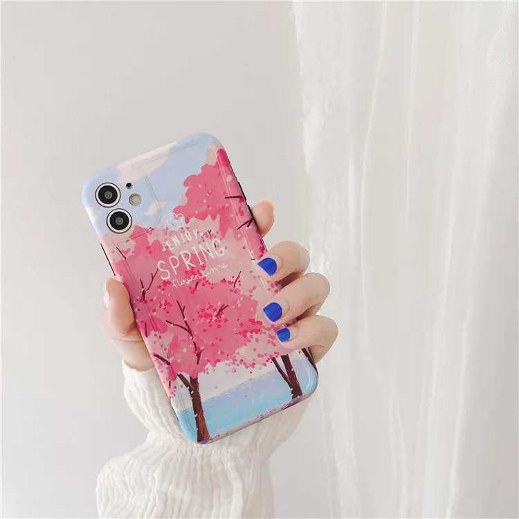 Летний милый цветочный Романтический Сакура чехол для телефона iPhone 11 Pro Max мягкий