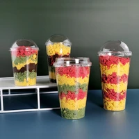 40pcs net red fruit melaleuca cup large capacity cup with lid disposable cup plastic hard crystal cup thickened dessert cups