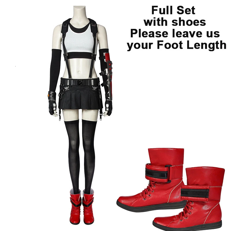 Full Set With Boots Игра Final Fantasy VII Косплей Костюм тифа Локхарт нарядное платье юбка костюмы на Хэллоуин для женщин карнавальные сапоги для взрослых девочек - Цвет: Full Set With Boots