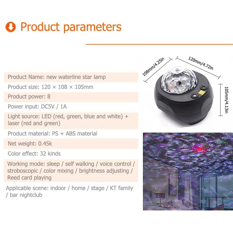 

Music Star Sky Projection Lamp 32 Color Effects Versatile Adjustable Colorful Bright Galaxy Projector Supporting Music Playing