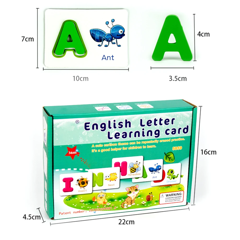 

51Pcs Wooden English Alphabet Puzzle Flash Paper Cards with Pen Education Kids Toy Primary school supplies kindergarten student
