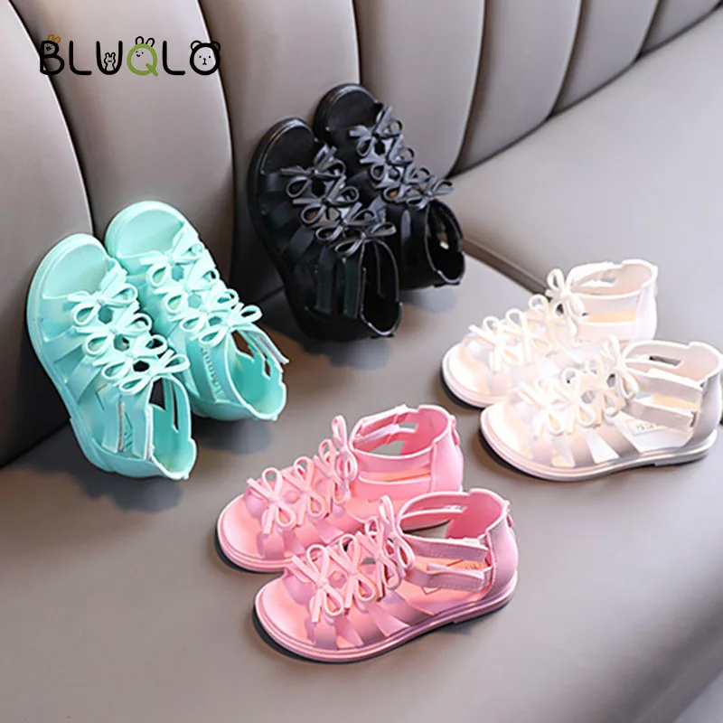 Сандалии-гладиаторы для девочек мягкая пляжная обувь принцесс модные летние