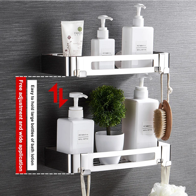 

Bathroom Accessories Wall Shelf Kitchen Organizer Sucker Wall Mounted Stainless Steel Storage Corner Shelf Kitchen No Punch Hook