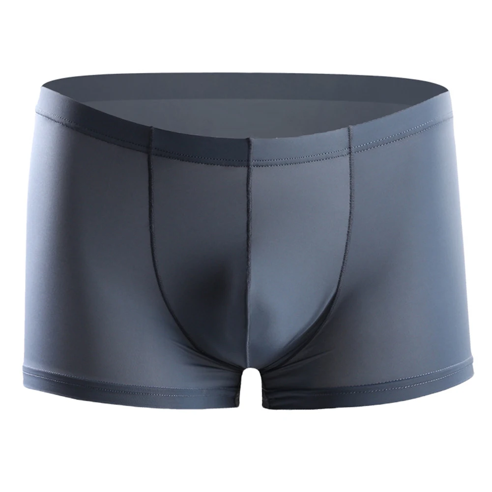 

Men Solid Color Thin Breathable Seamless Bulge Pouch Boxers Briefs Underwear
