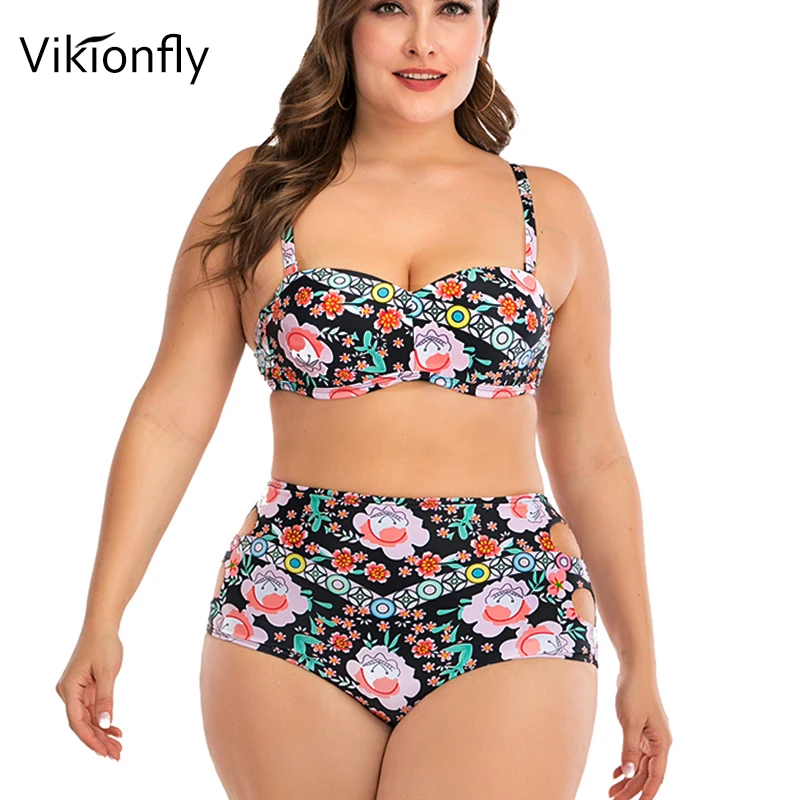 Женское бикини с высокой талией и цветочным принтом | Женская одежда