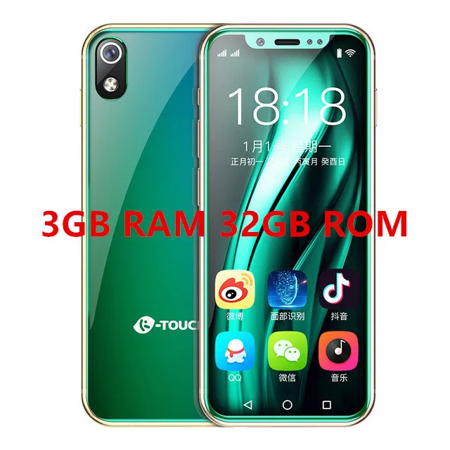 32GB ROM Green Супер мини 4G смартфон K-TOUCH i9 i9S Лицо ID металлическая рамка Android 2000 мАч телефон WiFi Две сим-карты студенческий Android мобильный телефон - Цвет: 32GB ROM Green