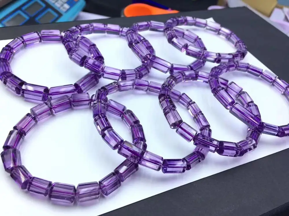 Натуральная Лаванда аметист кварц фиолетовый кристалл баррель бусины для женщин