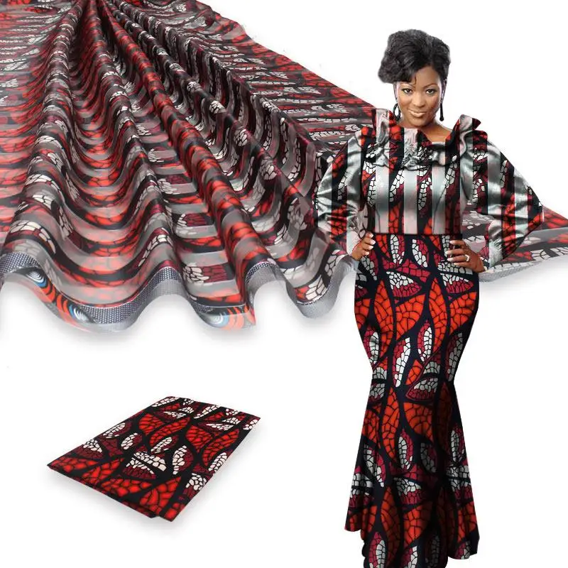 

new arrival wax african print silk print fabric 2yards chiffon matching 4yards satin silk free shipping