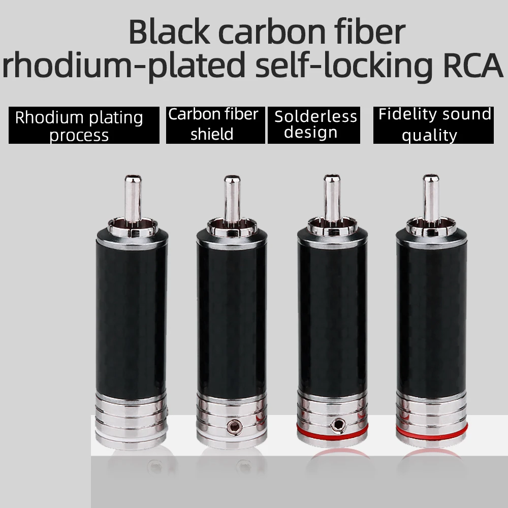YYAUDIO CF 102(R) родиевый RCA разъем из углеродного волокна для соединения кабеля
