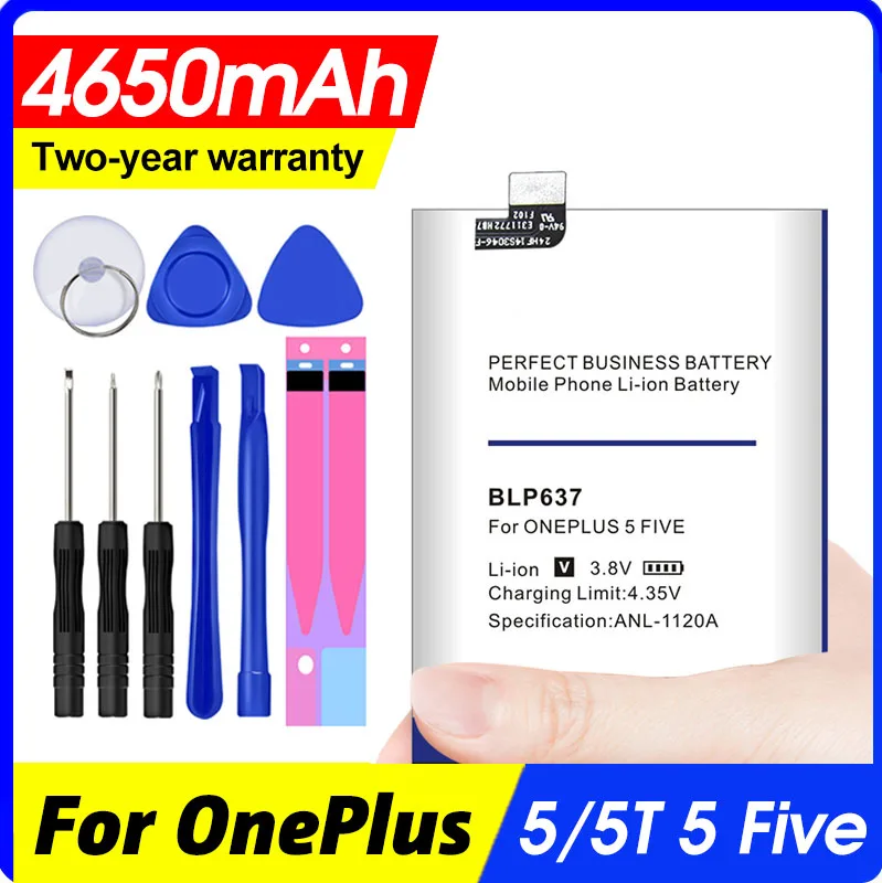 Аккумулятор BLP637 4650 мАч для телефона Oneplus 5 5T One Plus 1 + сменный аккумулятор высокого