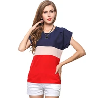 women sexy loose casual short sleeve t shirt fashion summer splice color leisure o neck ladies tops t shirt tees large size