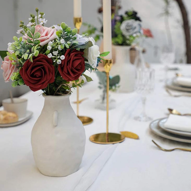 Искусственные цветы 25 шт. натуральные бордовые искусственные розы с стеблями для