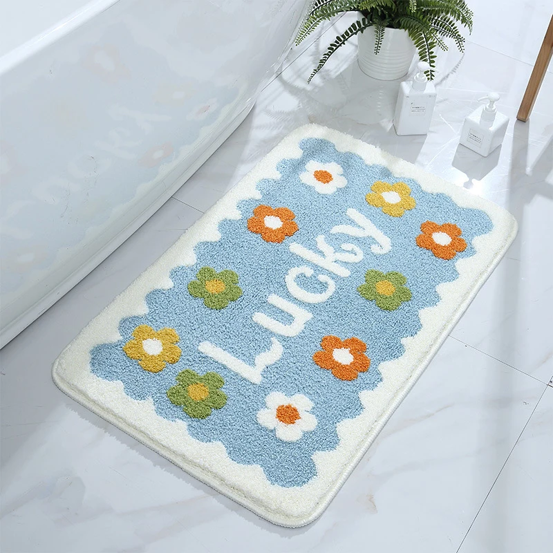 

Home Simple Daisy Bathroom Toilet Water Absorbent Non-slip Foot Mats Bedroom Bedside Carpet Entrance Door Mat Kitchen Floor Rug