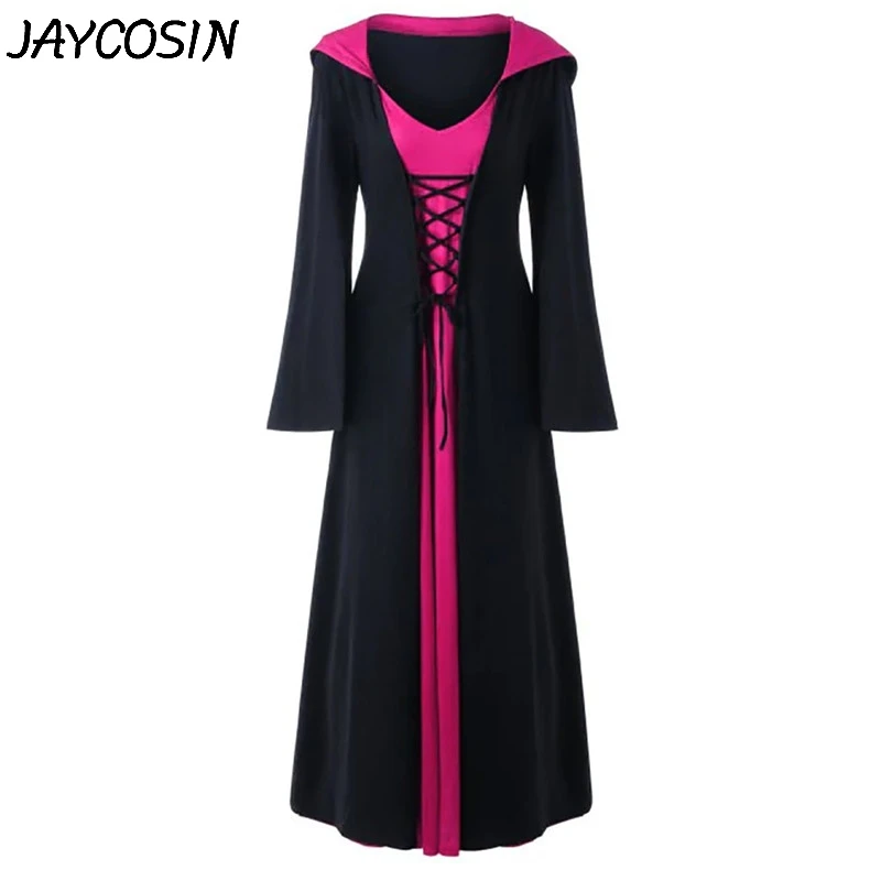 JAYCOSIN женское платье большого размера для хеллоуина с капюшоном в стиле пэчворк