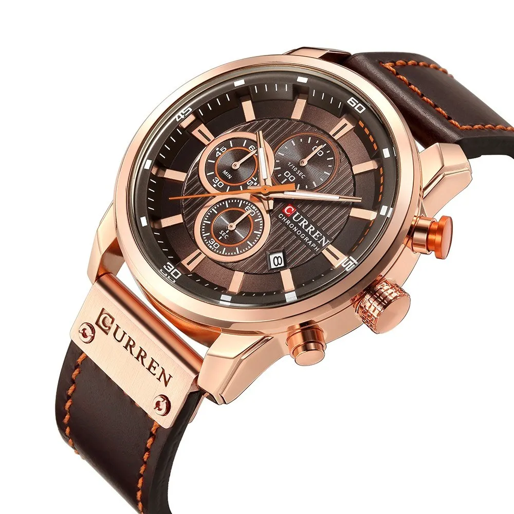 

Men Fashion PU Leather Sports Wrist Watch Casual Watch Luxury Water-Resistant Quartz Watch Drop shipping