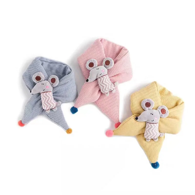 

Children's Scarf Autumn and Winter Boys and Girls Solid Color Warmth Cute Baby Cartoon Little Mouse