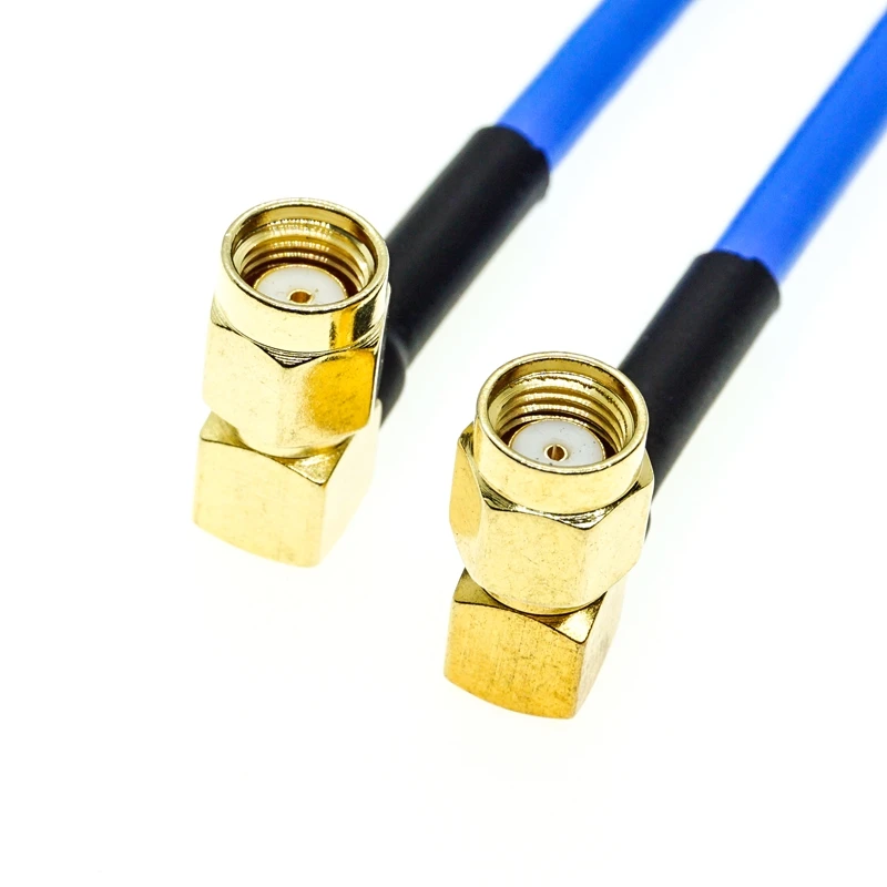 

RPSMA male right angle to RP SMA male right angle RA Connector RG405 .086" Semi Flexible Coaxial Cable RG-405 Blue