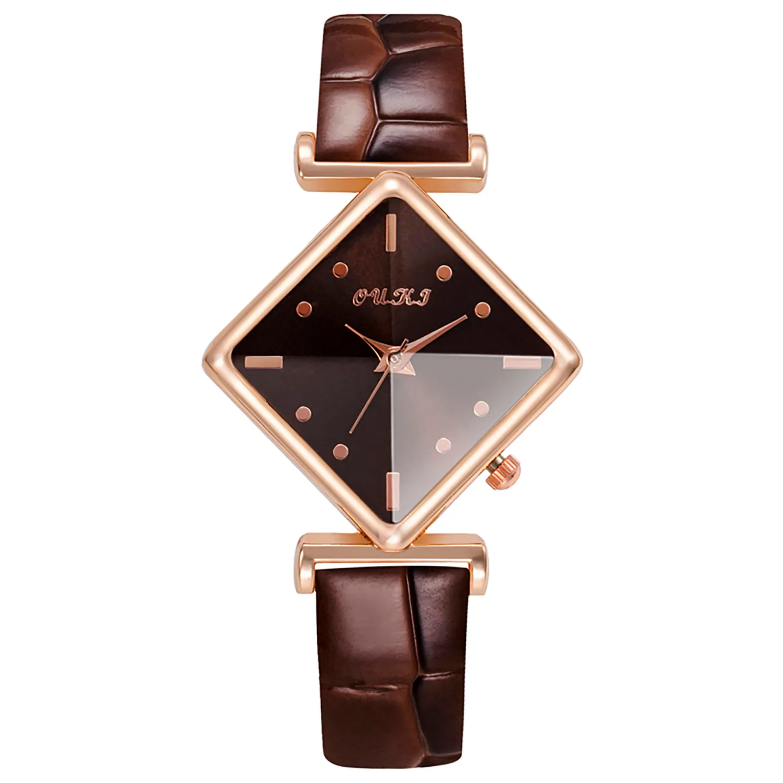 

Часы наручные женские с квадратным циферблатом, классические водонепроницаемые кварцевые в простом стиле с коричневым кожаным ремешком, в ...