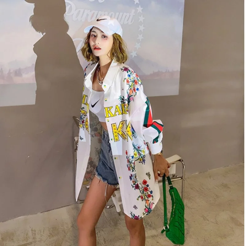 

Rebeca fina holgada de talla grande para mujer, traje de camisa con cuentas florales para primavera y otoño, 2021