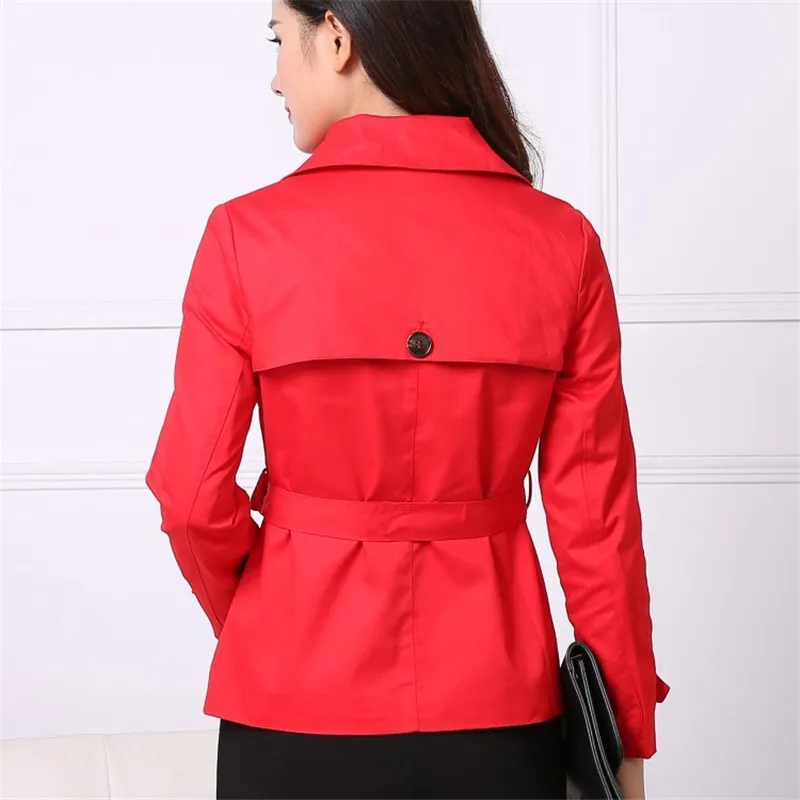 

New Short Trench Coat Women 2019 Spring Autumn Cotton Windbreaker Casual Tops Female Belt Slim Double-breasted Short Coats
