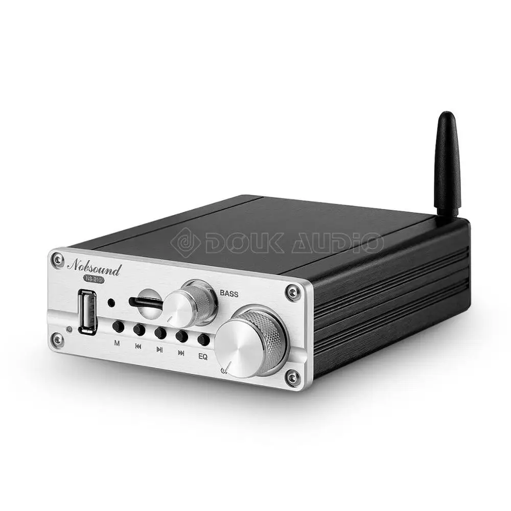 Silver Nobsound Mini Bluetooth 5,0 усилитель мощности HiFi стерео аудио сабвуфер Класс D 2,1 канал, Amp USB/AUX музыкальный плеер - Color: Silver