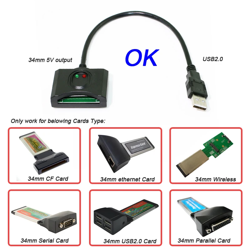 Экспресс карта 34 мм USB 2 0 Для ExpressCard адаптер для ноутбука компьютера ПК с