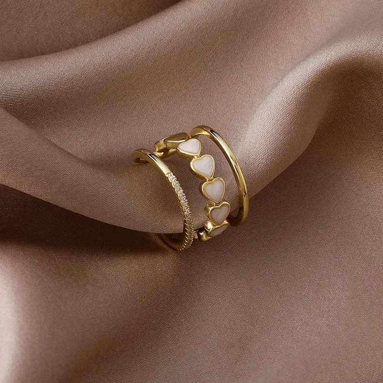 

2021 Korean New Exquisite Temperament Love Ring Fashion Simple Opening Ring Elegant Lady Jewelry