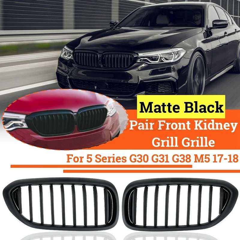 

AL22 -Car Front Kidney Grill Grille Matte Black For-BMW 5 Series G30 G31 G38 2018-2020