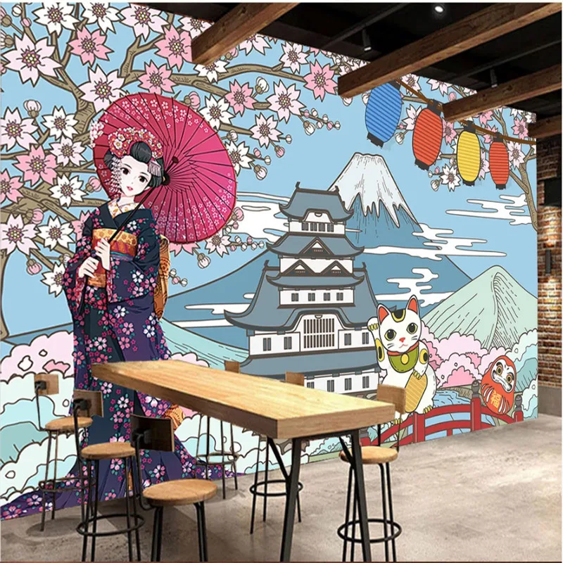 Japanese Ukiyo-e Big Waves HD Photo Wallpapers and Wind Background Wall Paper 3D for Japanese Cuisine Sushi Restaurant Decor