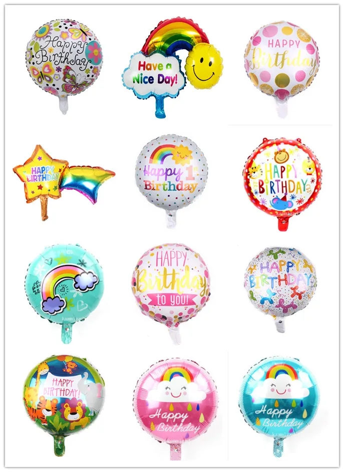 

1 PIC 18inch Round Foil Balloon Happy Birthday Inflatable Helium Balloons Birthday Party Decoration High Quality party supplies