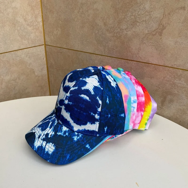 

New Fashion Ladies Tie-dye Cap Multicolor Irregular Printing Baseball Cap Women Outdoor Streetwear Summer Hat Gorros